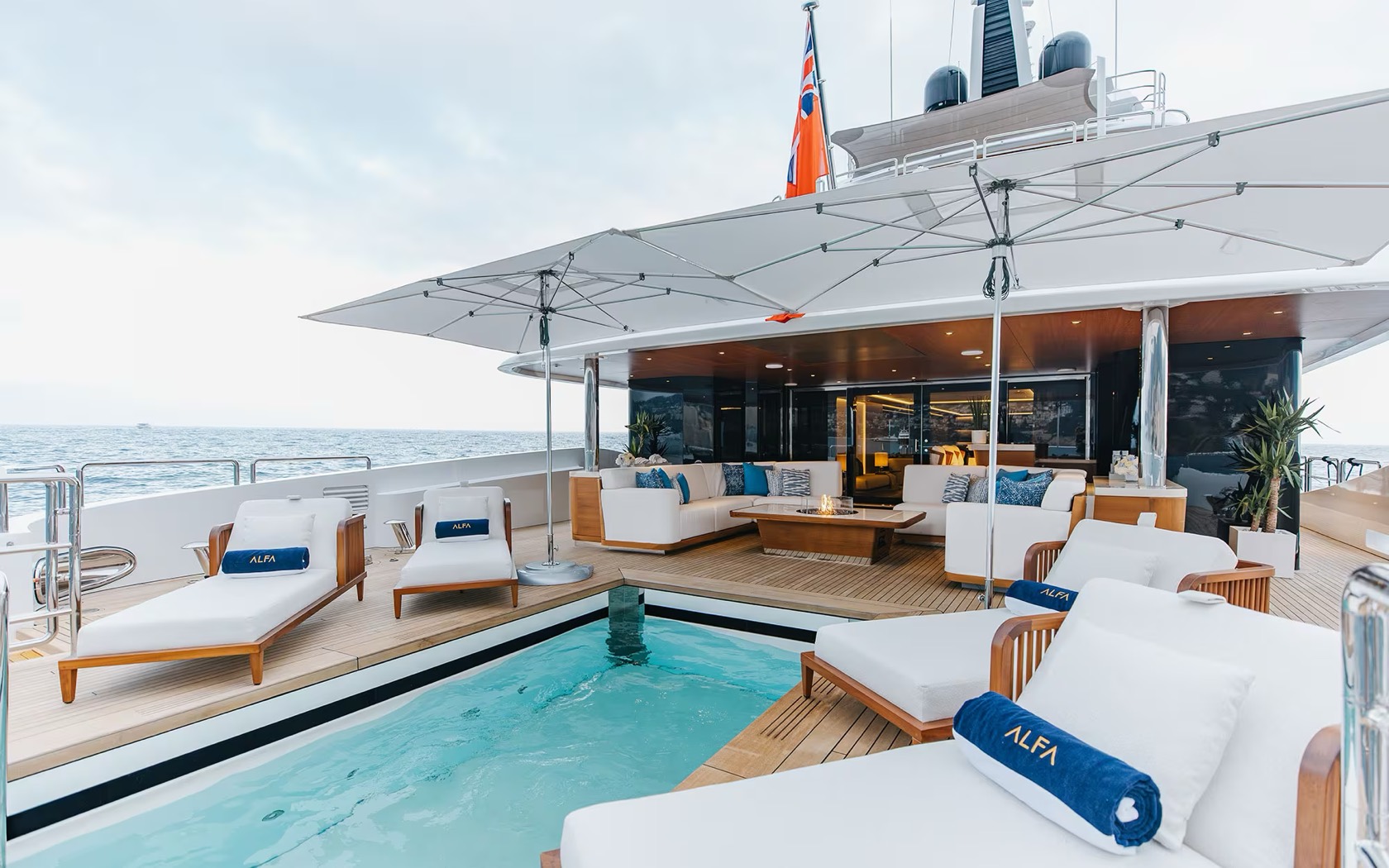 Yacht deck with pool